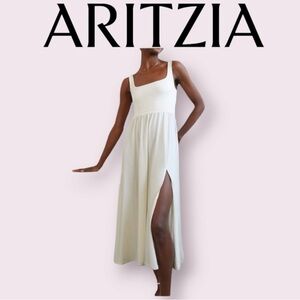 NEW!! Wilfred Market Slit Dress Square-neck midi light birch tank dress in small